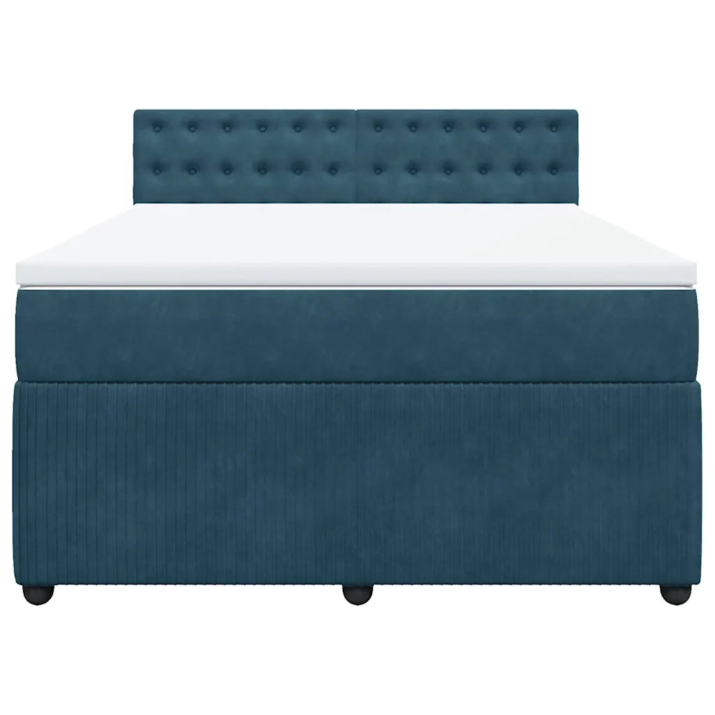vidaXL Giroletto a Molle con Materasso Blu 160x200 cm in Velluto