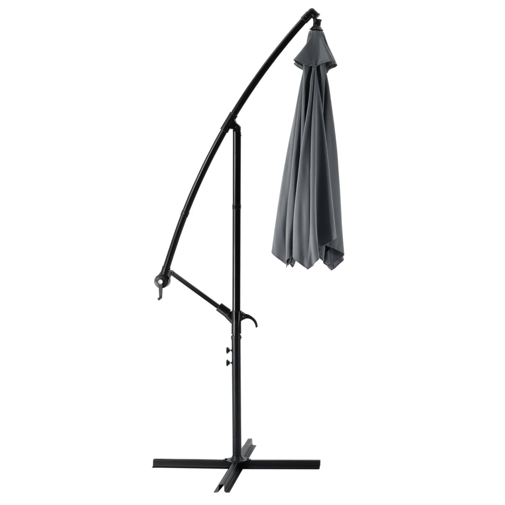Ombrellone a braccio esagonale con manovella basculante impermeabile resistente ai raggi UV diametro 270 cm grigio 03_0005912