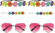 Set di 6 accessori hippie per donne - abbigliamento da costume anni '70 per donne