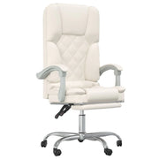 Poltrona massaggiante reclinabile per ufficio sala computer studio similpelle color crema 02_0025402