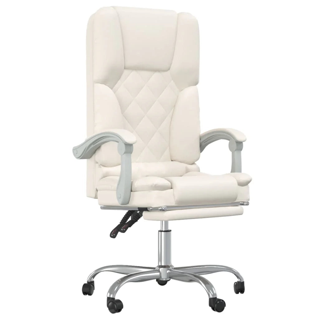 Poltrona massaggiante reclinabile per ufficio sala computer studio similpelle color crema 02_0025402