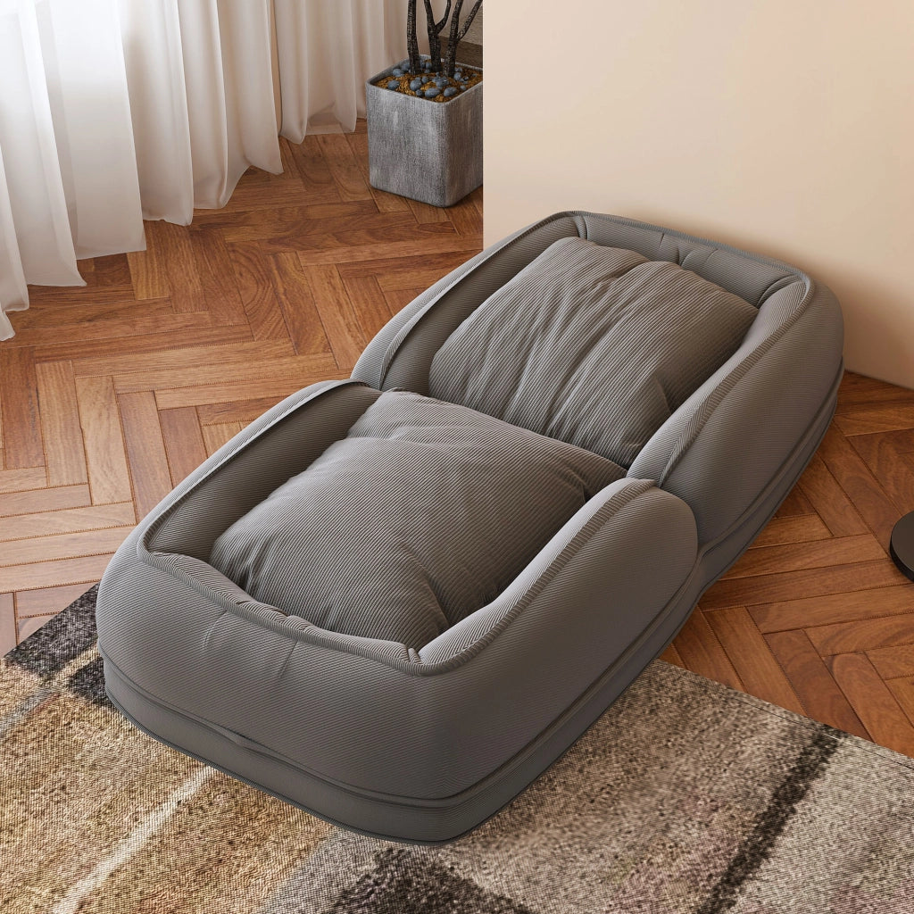 Sedia a sdraio pieghevole, divano letto ergonomico, schienale regolabile (90°-180°), grigio
