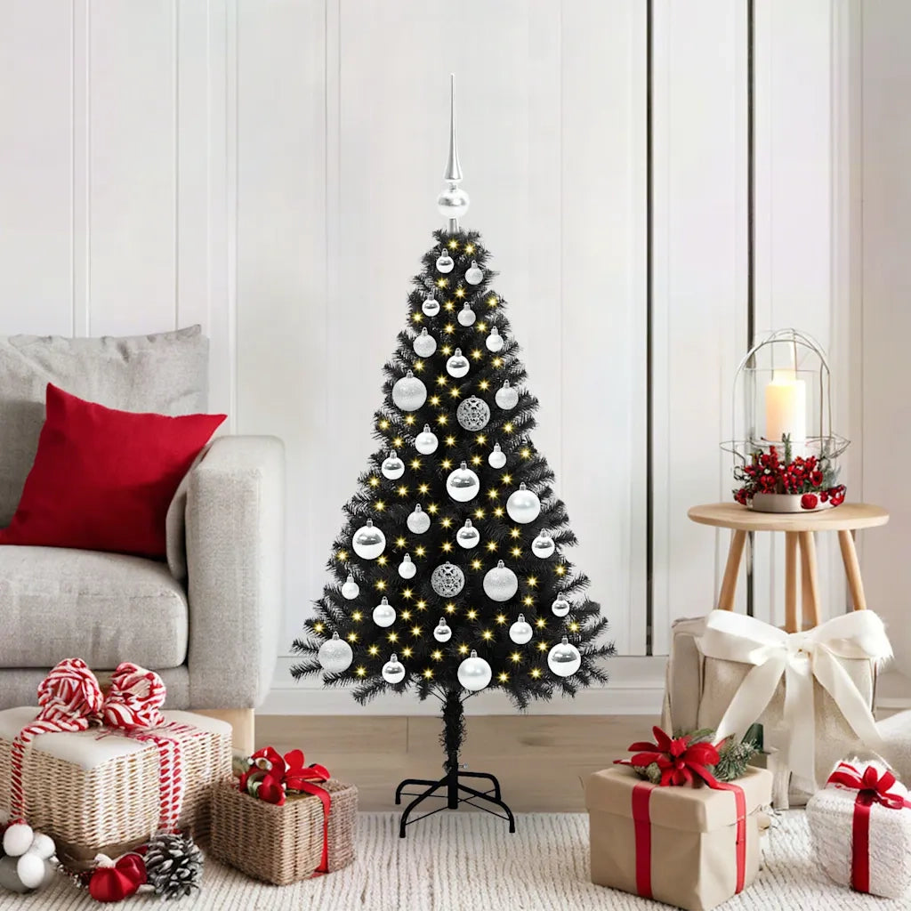 Albero di Natale con 150 LED con supporto Nero 120 cm PVC 3396461