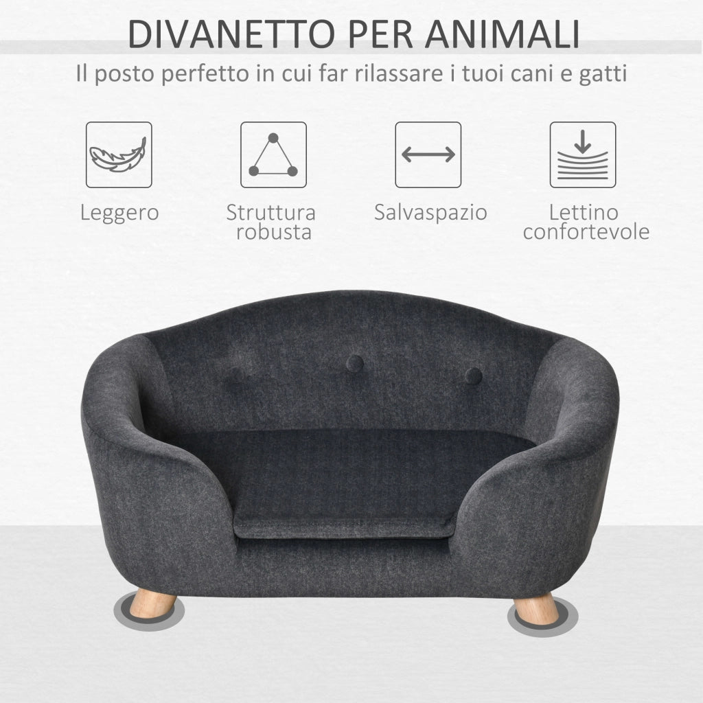 Cuccia per Cani Piccola Taglia con Cuscino ¨C Xylo ¨C Grigio Antracite 70x47x30cm