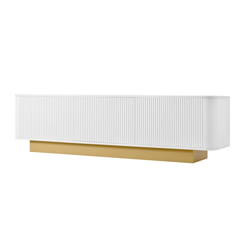 Mobile TV 170x40.5x47 cm; con 3 ante e gestione cavi; MDF e pannello truciolare bianco