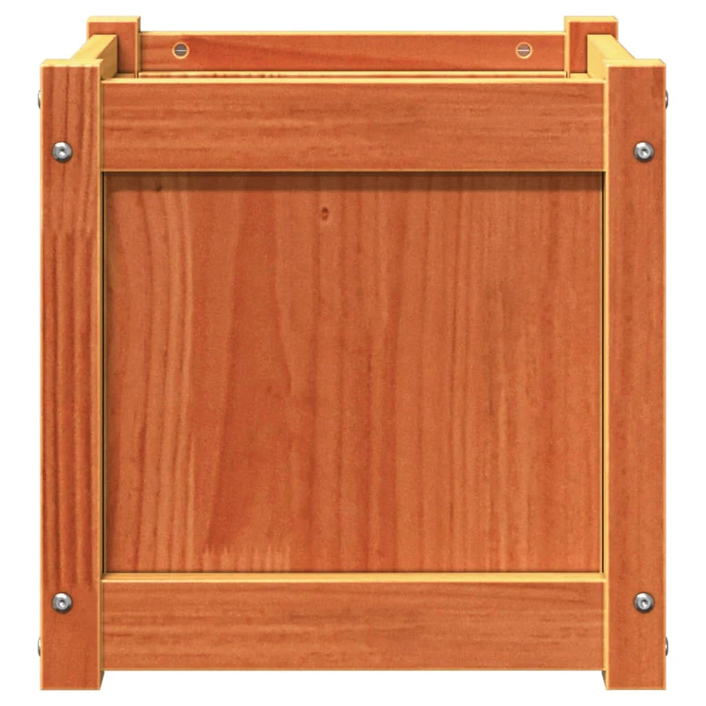 Fioriera rialzata per piante fiori terrazza giardino finitura a cera 40 x 40 x 40 cm legno di pino massiccio marrone 02_0038453