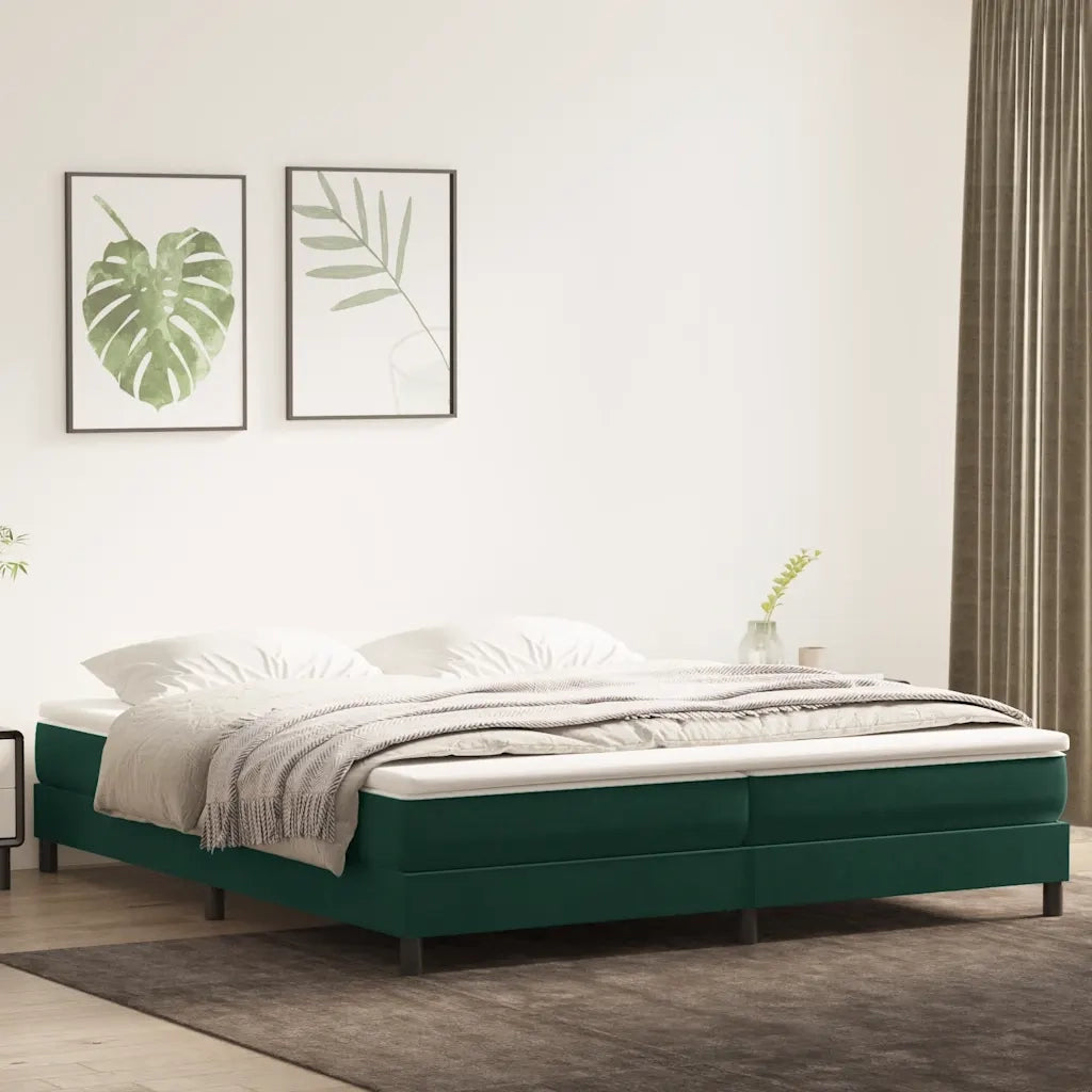 Letto a Molle senza Materasso Verde Scuro 200x210 cm Velluto 3315846