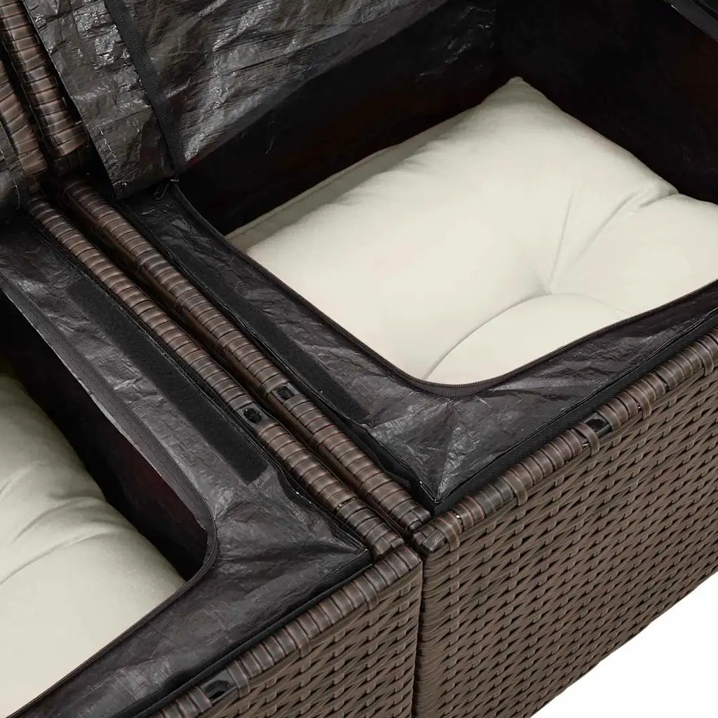 Set Divano da Giardino con cuscino 8 pcs Marrone e Crema