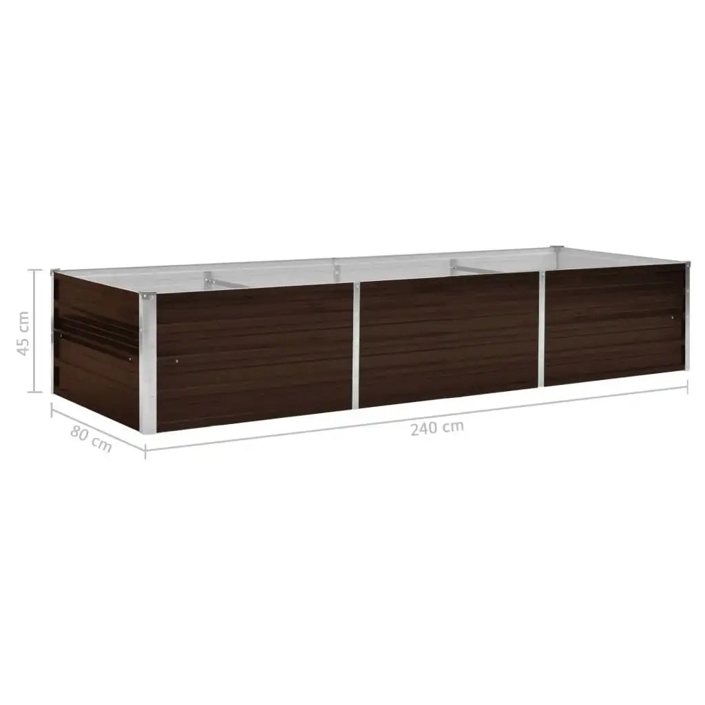 Fioriere | Cassetta per fiori | Letto Rialzato Giardino Marrone 240x80x45 cm in Acciaio Zincato