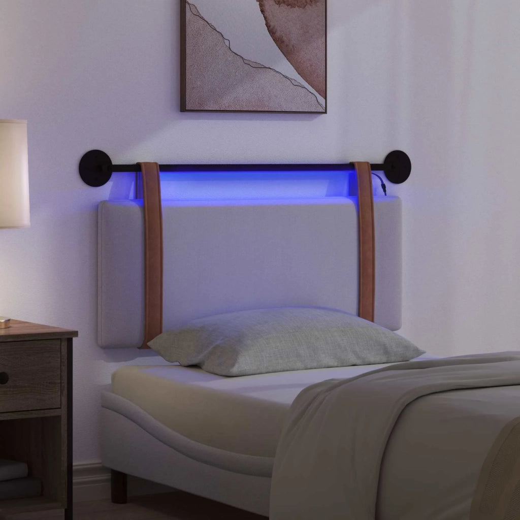 Testiera sospesa Con luce LED Grigio Nuvola PU Antico