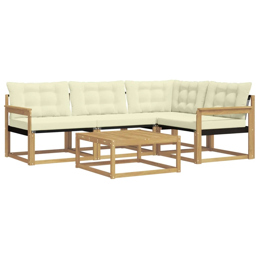 Set di divani da esterno 5 pz Bianco e Crema 3388652