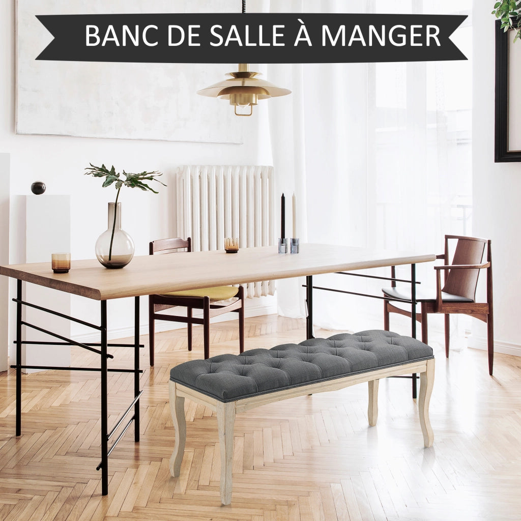 Panca imbottita con cuscini ¨C zephmum ¨C 110 cm grigio legno