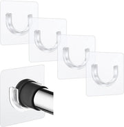 Supporto per tubo di doccia 4 pezzi - Antiscivolo - Senza foratura - Supporto per parete in acciaio - Sostegno - Dimensioni 6,6 x 6,6 cm - Attacco per tenda