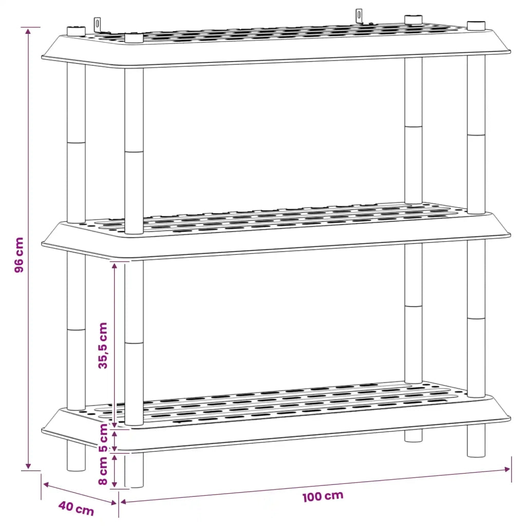 Unità di scaffalatura 3 livelli 100 x 40 x 96 cm PP 8011747