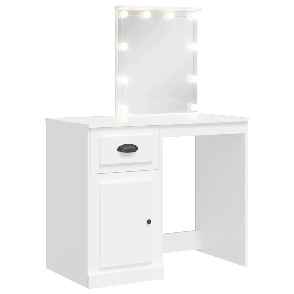 Toeletta | Tavolo da Trucco con Luci LED Bianca 90x42x132,5 cm