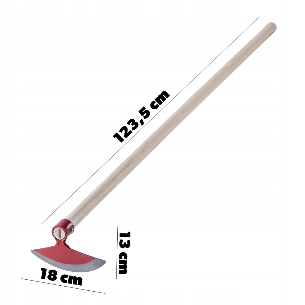 Zappa da giardino forgiata KADAX, manico in legno da 18 cm, affilata, lunga 123 cm, ideale per scavare.