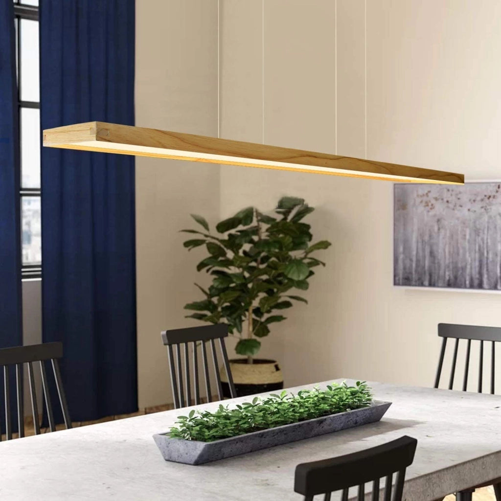 ZMH Lampada a sospensione legno rustico regolabile altezza con telecomando sala pranzo soggiorno