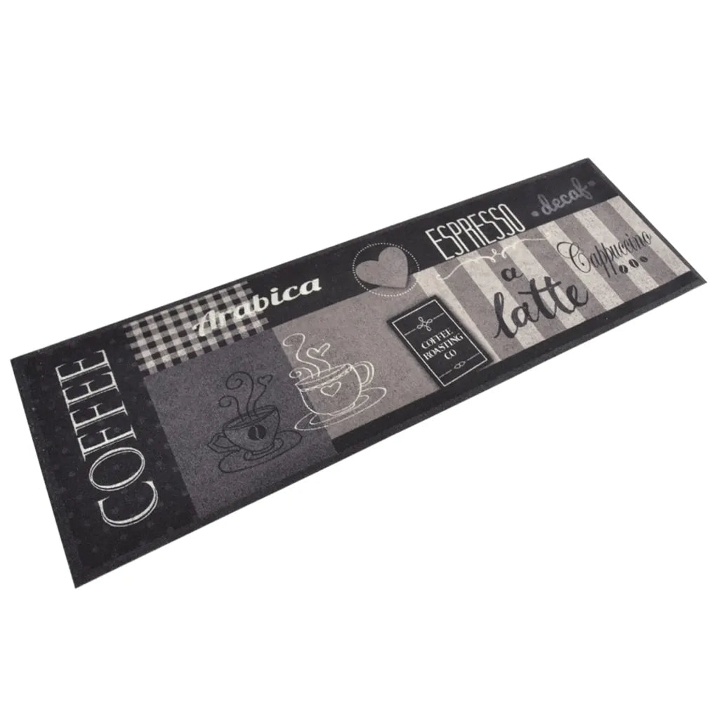 Tappetino da cucina moderno flessibile antiscivolo e lavabile 60 x 180 cm in velluto nero 02_0046048