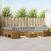 Set di divani da esterno 10 pcs Grigio Naturale e Chiaro