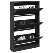 Scarpiera Nera 80x21x125,5 cm in Legno Multistrato 839925