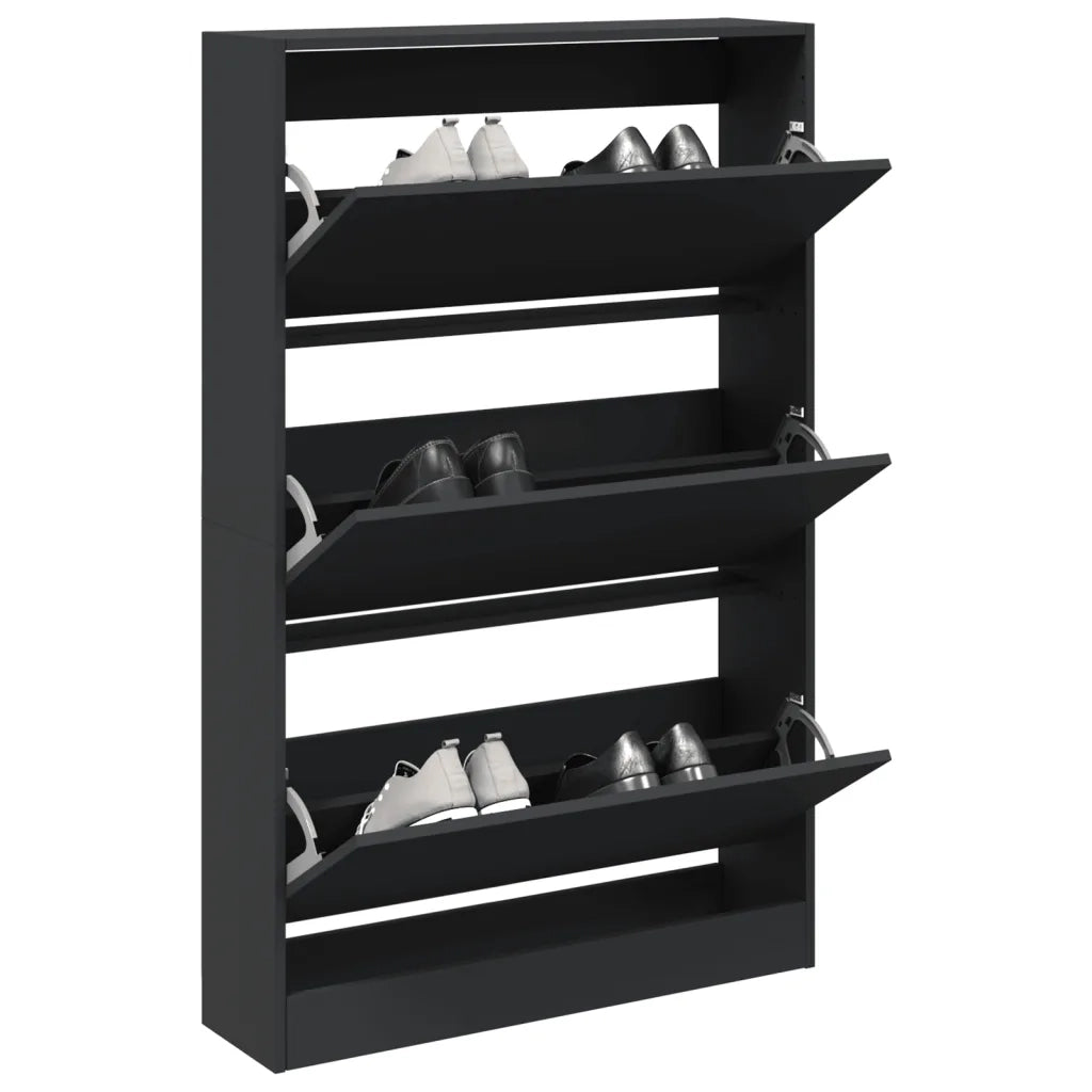 Scarpiera Nera 80x21x125,5 cm in Legno Multistrato 839925