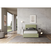 Letto imbottito 1 piazza e mezza 120x190 cm Mika - Contenitore,Microfibra,Tè verde