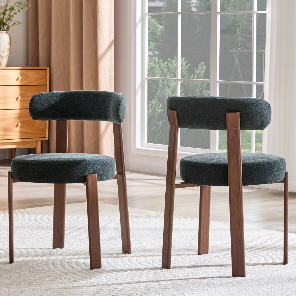 Sedia da Pranzo Moderna in Tessuto ¨C MINIMAL ¨C Nero, Set 2 Pezzi, Schienale ad Arco