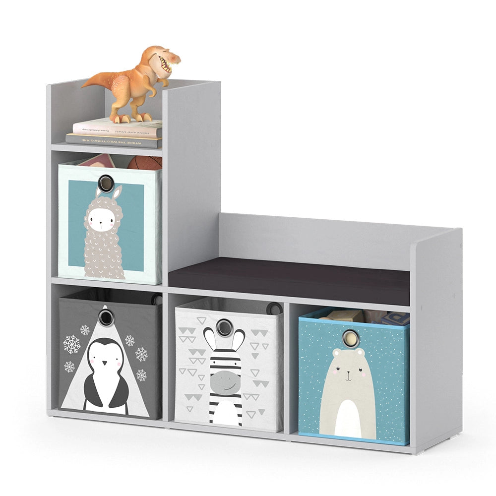Vicco Scaffale per bambini Grigio 30.9 x 88.6 cm con 2 scatole pieghevoli opt.1