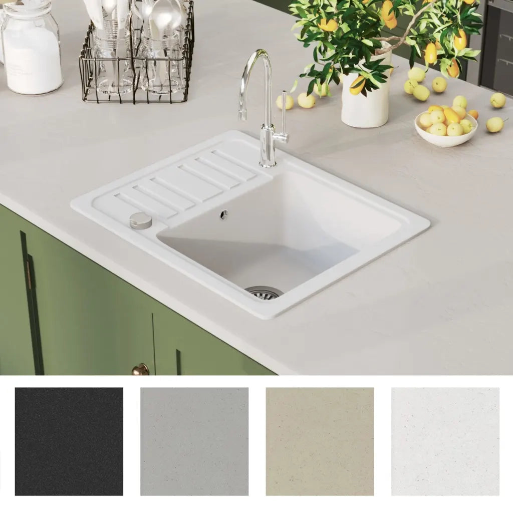 Lavello da Cucina in Granito Vasca Singola Bianco CFW1849089
