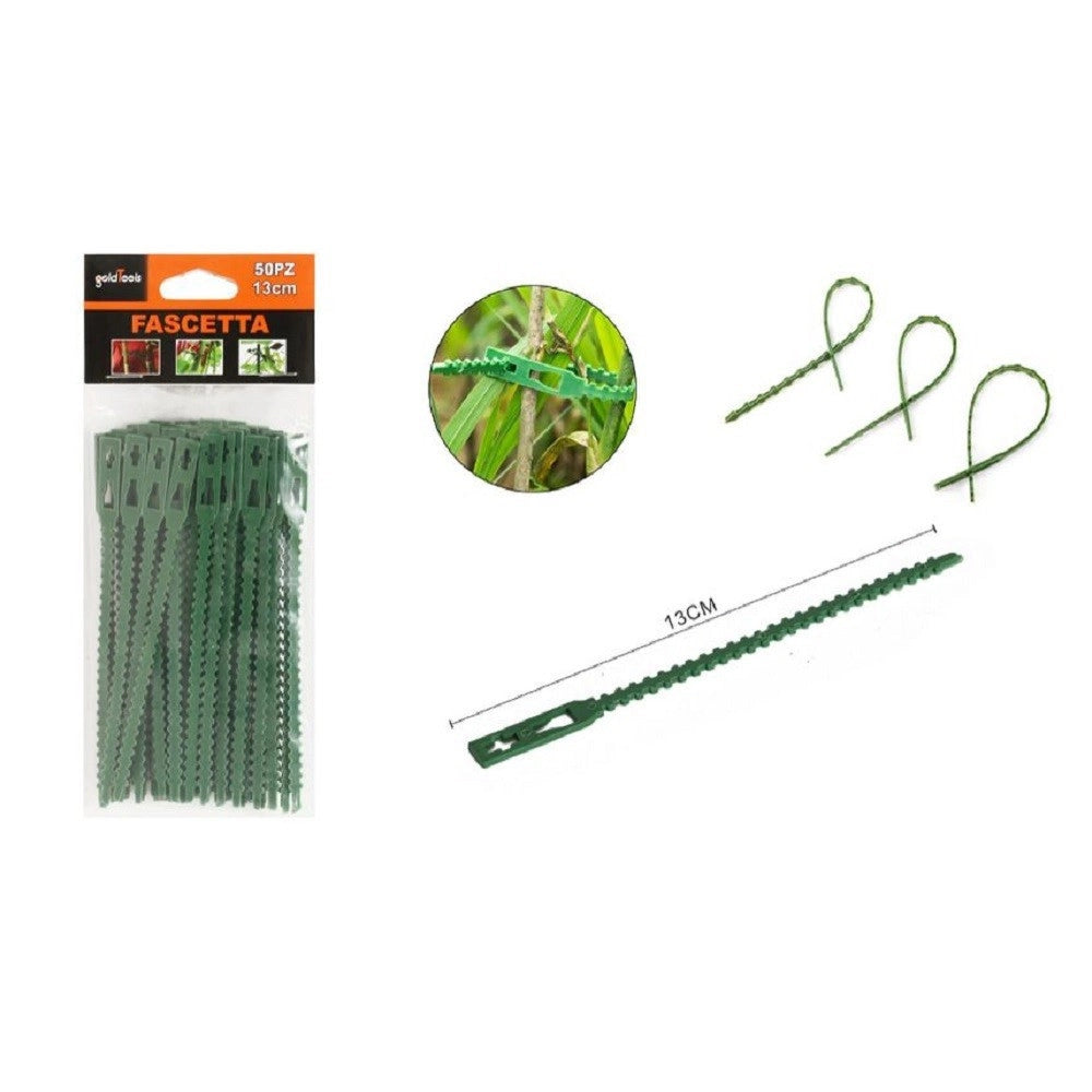 Trade Shop - Set 50pz Fascette Bordi Seghettati Fascetta Per Piante Da 13 Cm Regolabili 56871 -