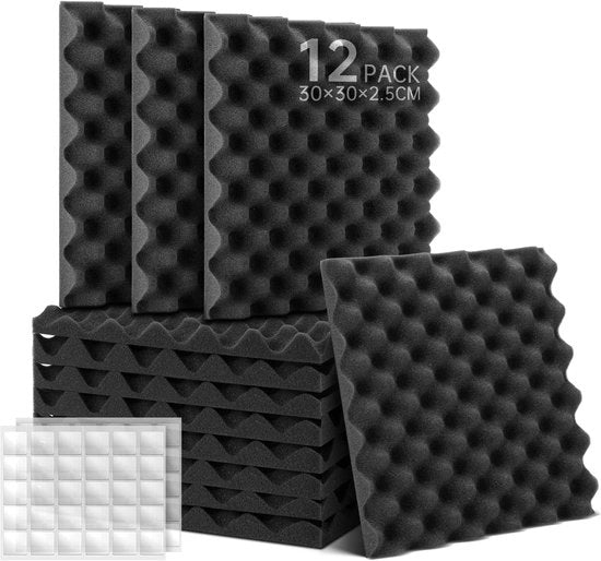 Pannelli di assorbimento del suono - Tappeti schiuma acustici - Assorbitori del suono - Riduzione dell'eco - per studi di registrazione e studi casalinghi - Schiuma acustica per studi - Pannelli di assorbimento del suono - Tessere a forma di V
