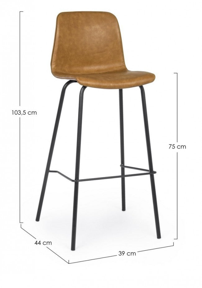 Set 2 Sgabelli Bar 39x44x103,5h cm Kyra Pu Cuoio Vintage