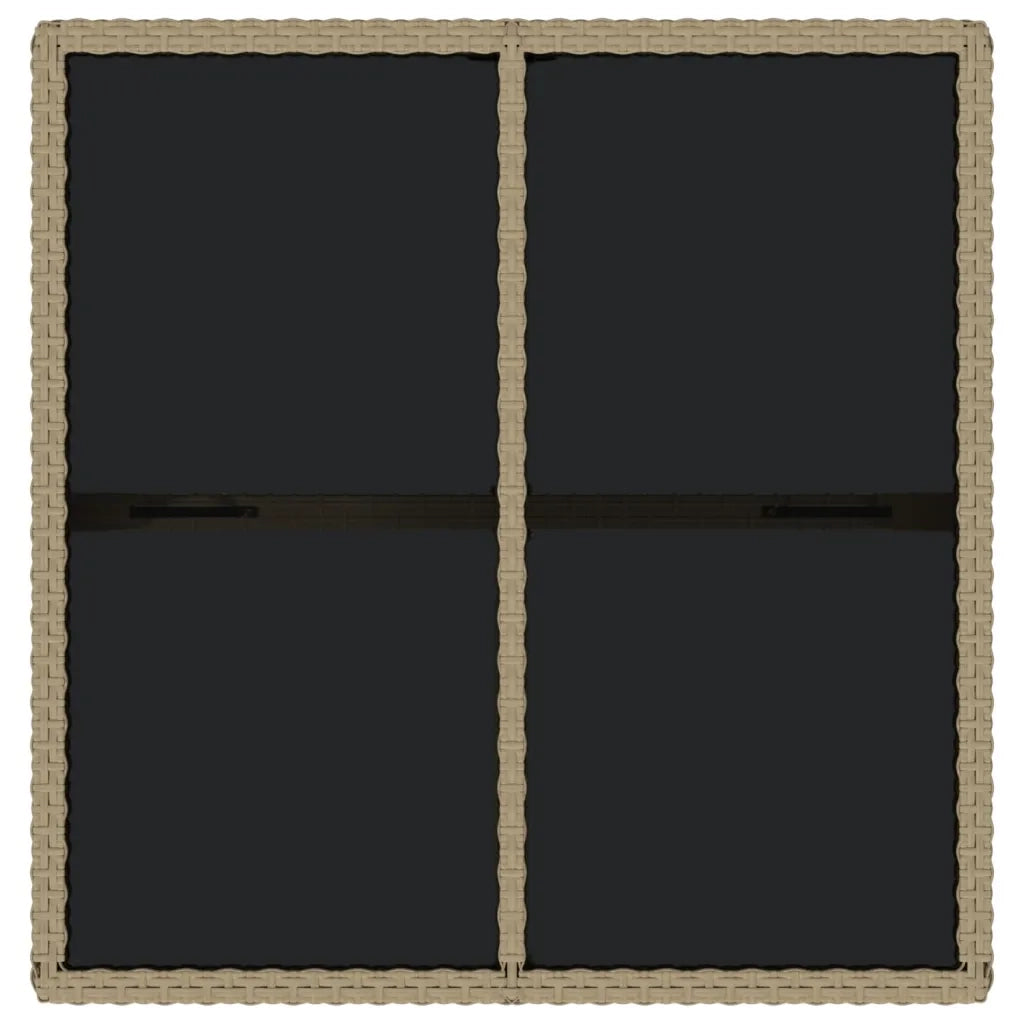 Tavolo da Giardino Beige 109x107x74 cm in Polyrattan e Vetro 316789