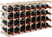 Portabottiglie per Vino in Legno, Scaffale per Vino 36 Bottiglie con Struttura Stabile in Legno Massello, Scaffale Espositivo per Vino a 5 Livelli, 44,5x24x86 cm