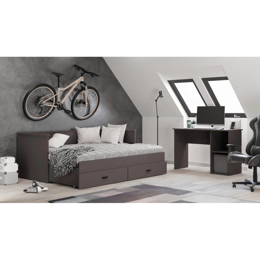 Scrivania Moderna Tako in Grigio con Scaffale