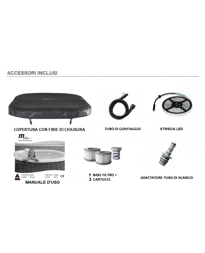 Minipiscina SPA idromassaggio gonfiabile da esterno o interno 204cm accessoriata Sicorage Ryast