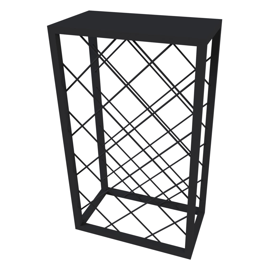 Cantinetta Vino Amasia con Piano di Appoggio e Rete Portabottiglie 74 x 45 x 22 cm Metallo Nero [en.casa]