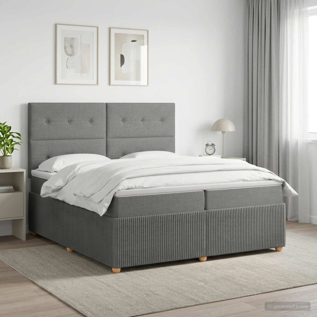 Letto box spring con materasso Grigio Scuro 200 x 200 cm 3454474