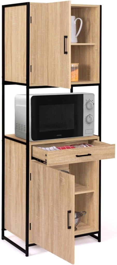 Credenza da cucina 60 CM DETROIT mobile di design industriale a 2 ante + cassetto