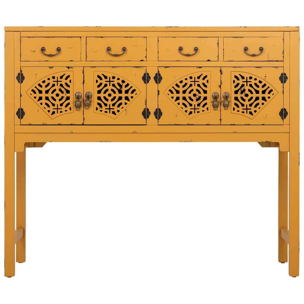 Tavolino da ingresso in legno giallo 120x40x102h cm