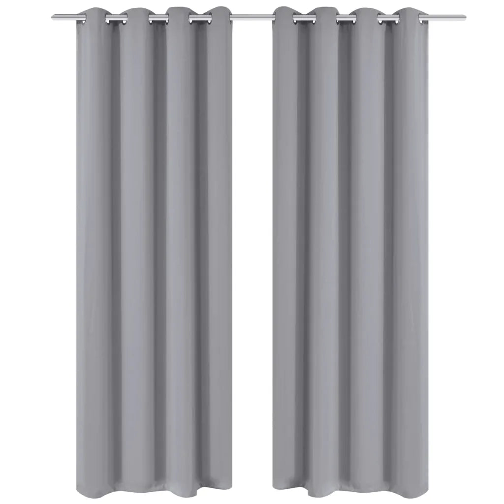 2 Pz Tende Oscuranti con Occhielli in Metallo 135x175 cm Grigiecod mxl 95056