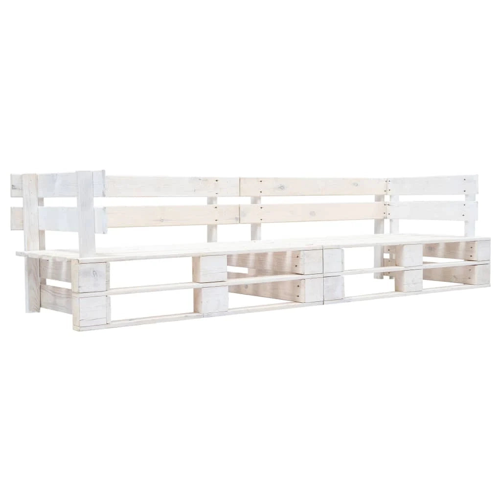 Divano da giardino in pallet a 2 posti 220 x 66 x 55 cm legno bianco 02_0011861