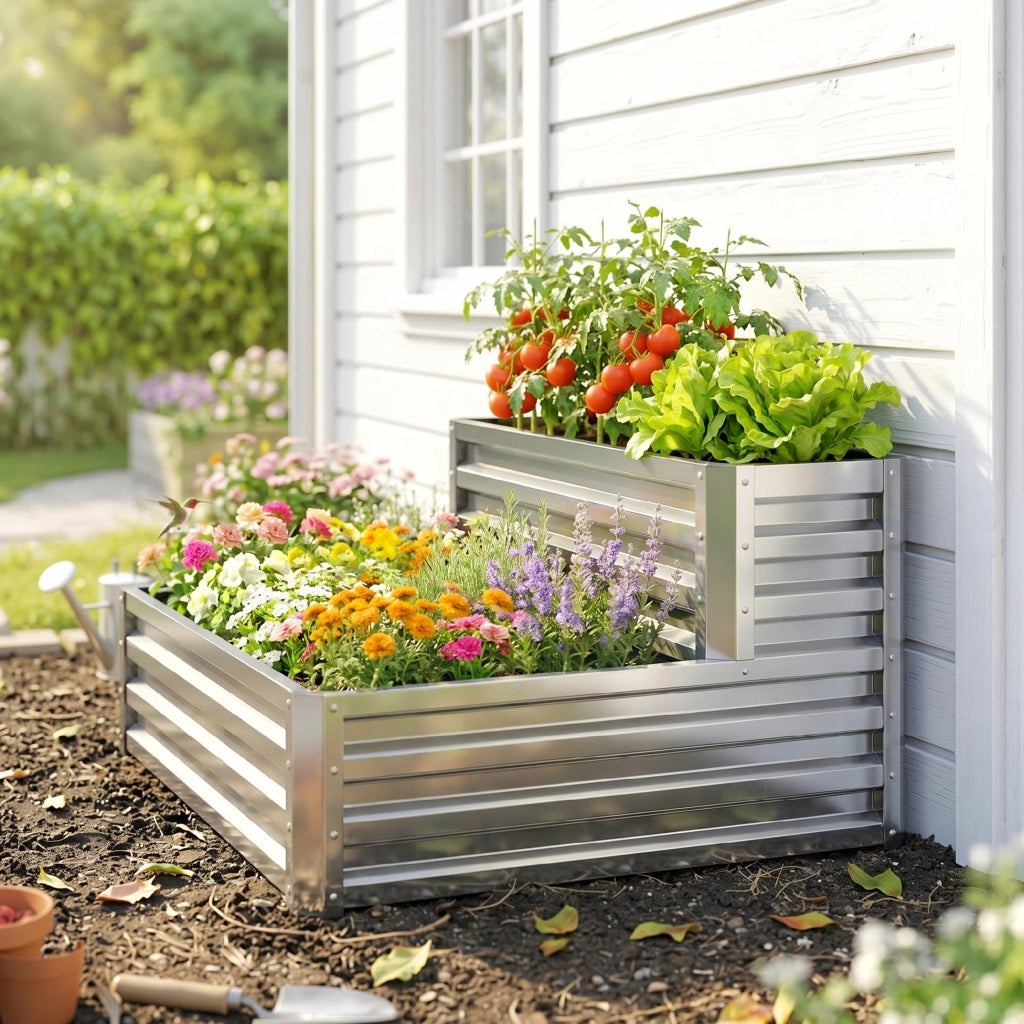 Fioriera Giardino Aperta in Acciaio Galvanizzato ¨C zephmum ¨C 120x101x58 cm Argento