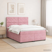 Letto box spring con materasso Rosa 160 x 200 cm Velluto 3453685