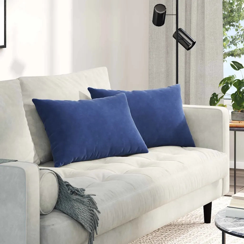 Cuscini da Divano 2 pz-Set di 2 Cuscini per Sofa Blu Polizia 60 x 40 cm Tessuto in Cords