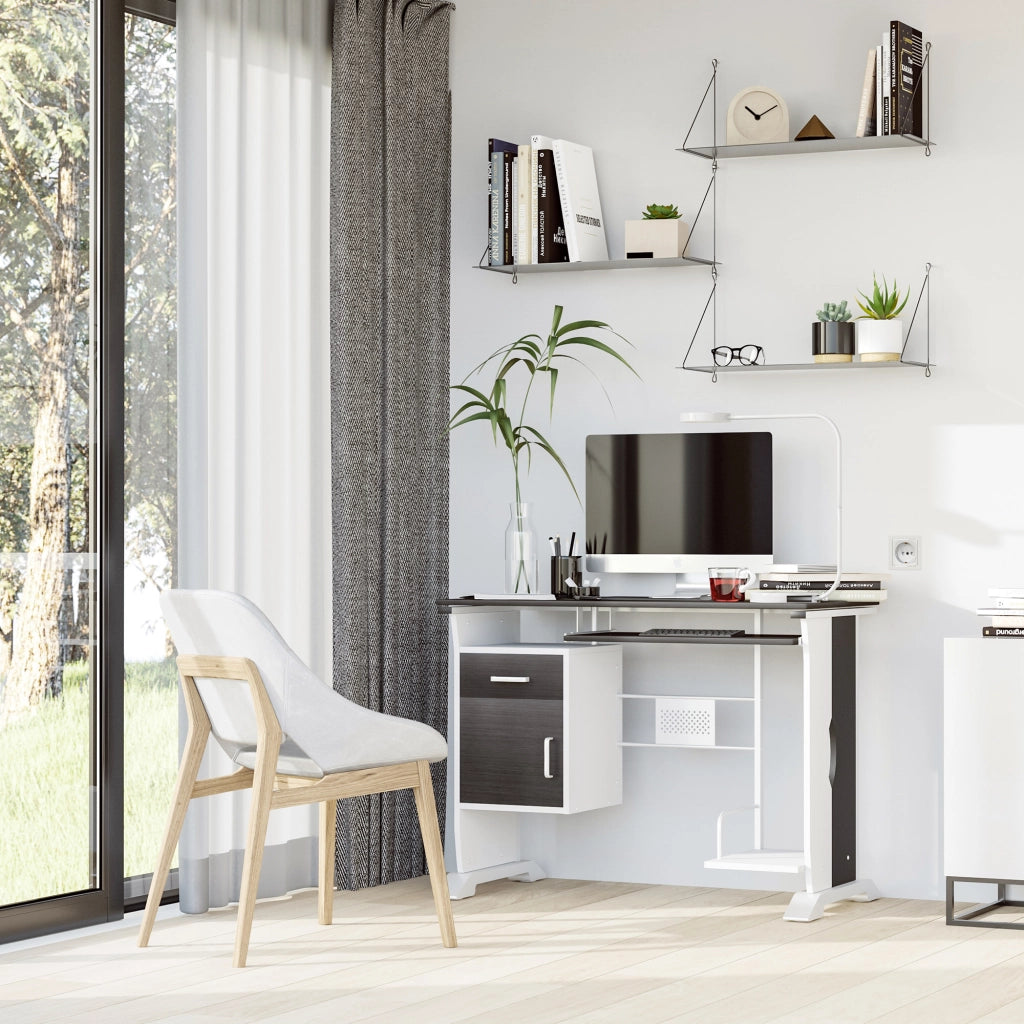 Scrivania per computer ¨C zephmum ¨C 100x52x75 cm marrone nero bianco