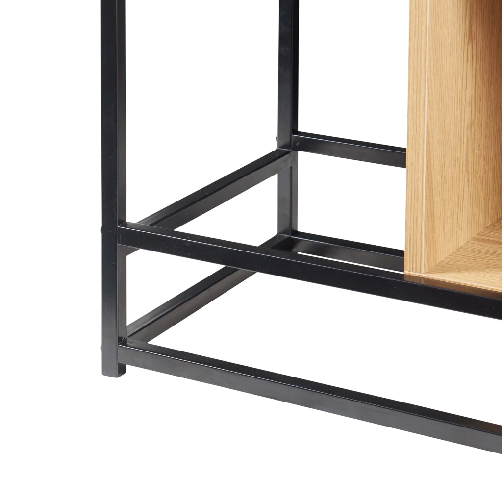 Scaffale dal design senza tempo per soggiorno/camera da letto mobile contenitore indipendente 126 x 80 x 33 cm acciaio marrone 03_0011146