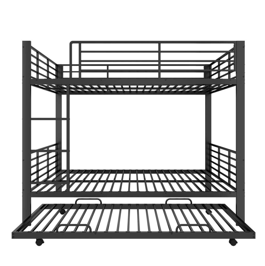 Letto a castello 205x145x170 cm con letto estraibile in metallo nero