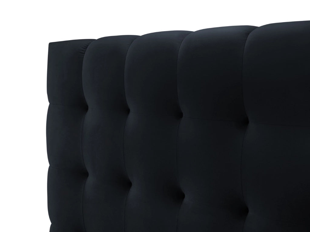 Cosmopolitan Design - Letto a cassettone con testiera doppia "Bali" 200x200cm in velluto blu scuro 