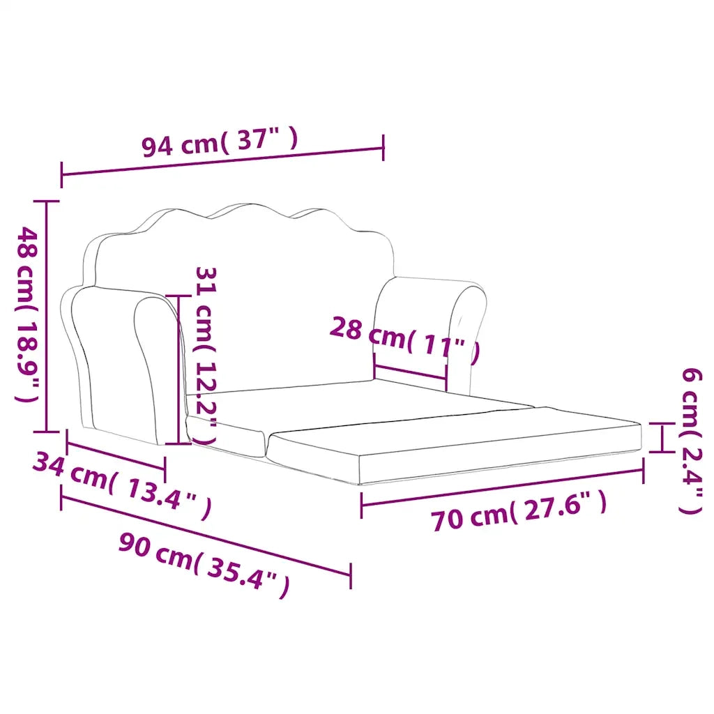 Divano letto | Sof¨¤ letto | Letto singolo per Bambini a 2 Posti Crema in Morbido Peluche